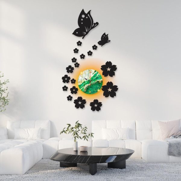 Tarang FWB Dial Wooden Wall Clock with Butterfly Design – Elegant Home Décor