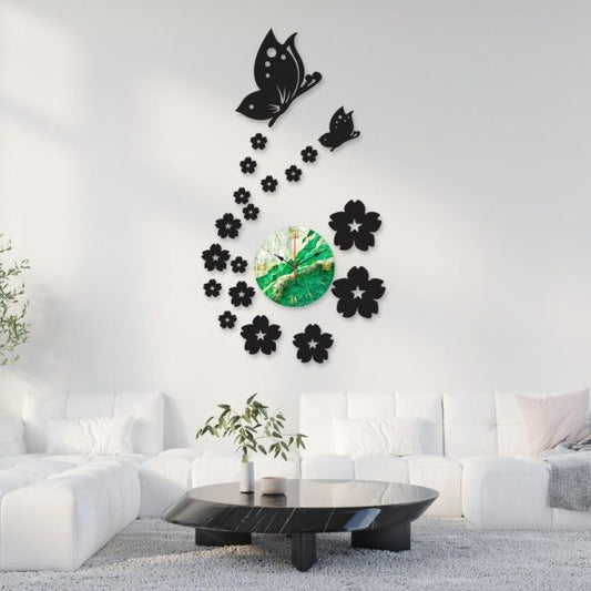 Tarang FWB Dial Wooden Wall Clock with Butterfly Design – Elegant Home Décor